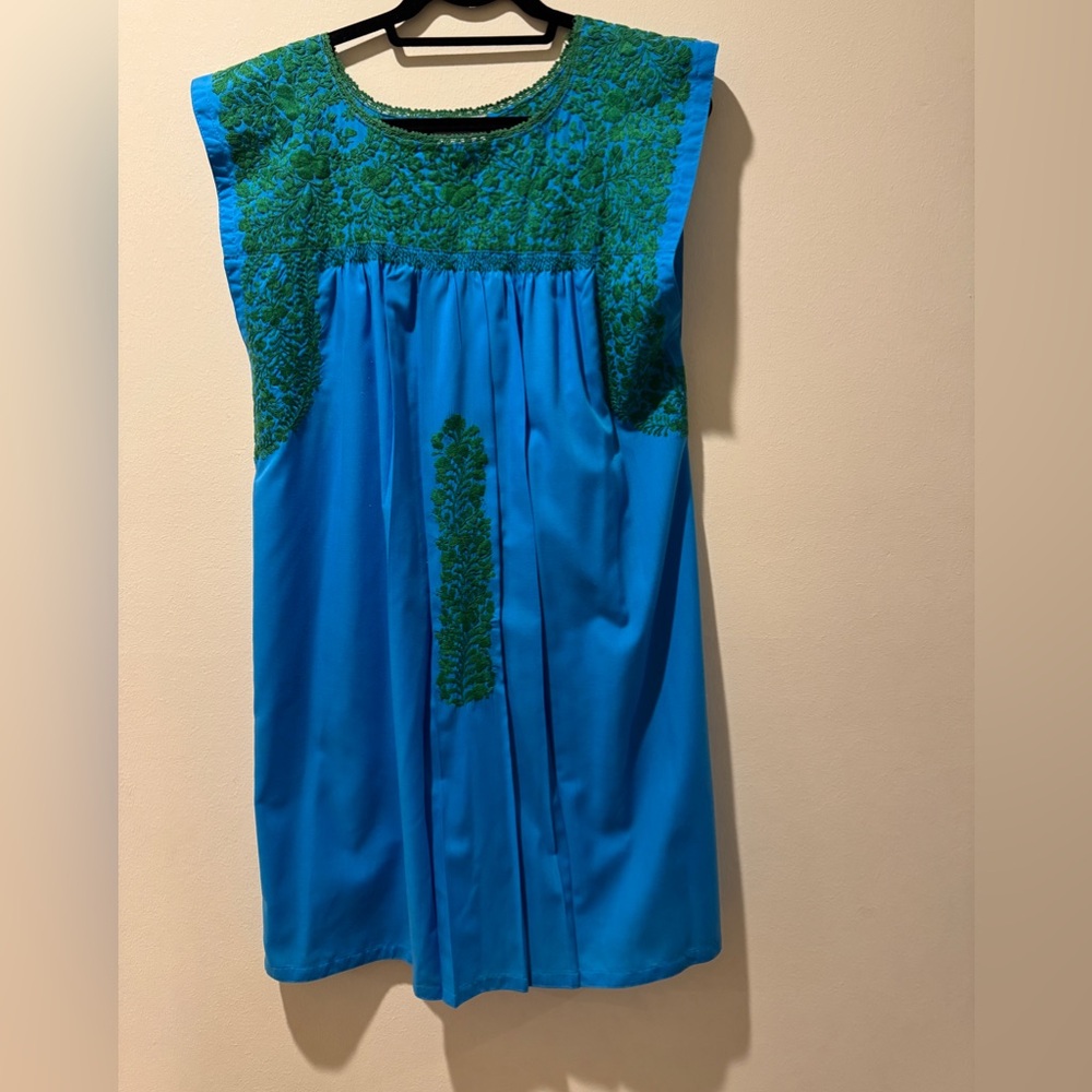 Mi Golondrina sleeveless turquoiseise mini dressi dress size large
